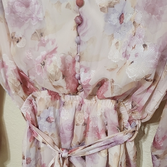 Lena Floral Romper with Tie Front and Ruffle Details - Picture 3 of 16